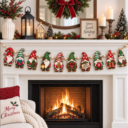 Christmas Gnomes Jubilee Custom Shape Wooden Garland GFTONPT633