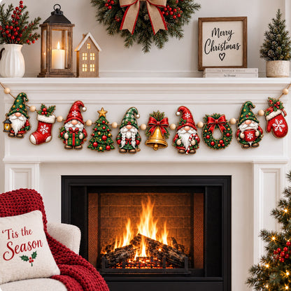 Merry Christmas Gnomes Custom Shape Wooden Garland GFTONPT637