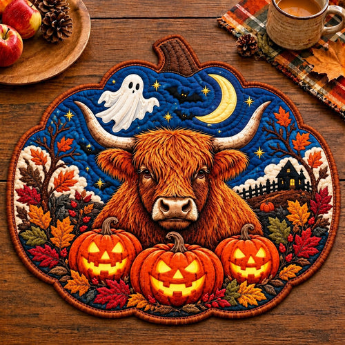 Halloween Highland Cow Custom Shape Quilted Placemat GFTONPT638