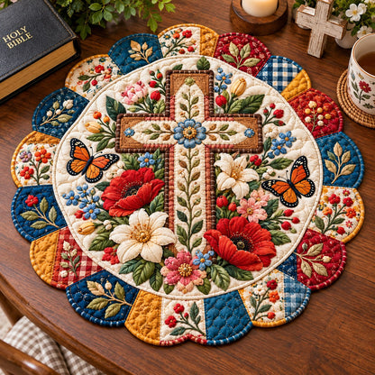Cross Grace Blessings Custom Shape Quilted Table Topper GFTONPT644