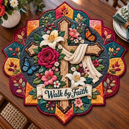 Cross Grace Light Custom Shape Quilted Table Topper GFTONPT648