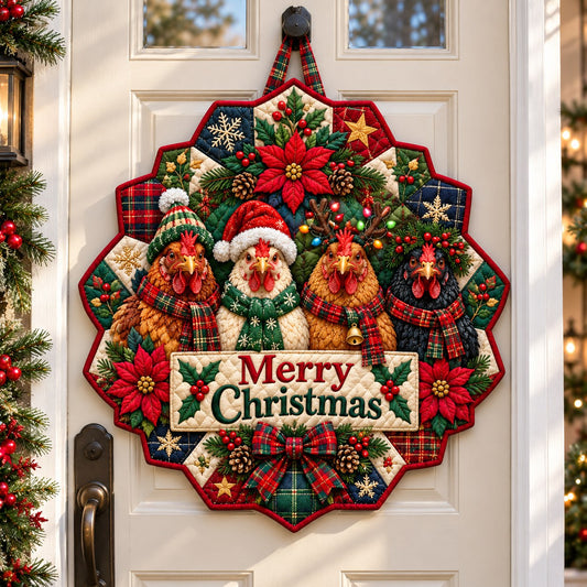 Christmas Chicken Coop Custom Shape Quilted Door Hanger GFTONPT652