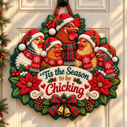 Magical Christmas Chicken Custom Shape Quilted Door Hanger GFTONPT654
