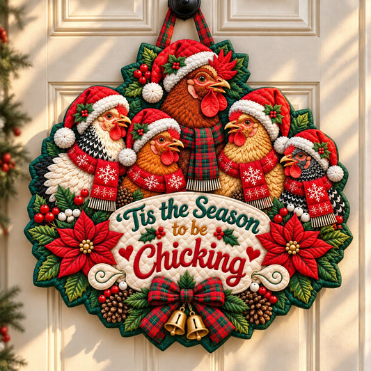 Magical Christmas Chicken Custom Shape Quilted Door Hanger GFTONPT654