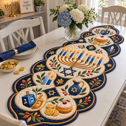 Hanukkah Golden Glow Custom Shape Quilted Table Runner GFTONPT656