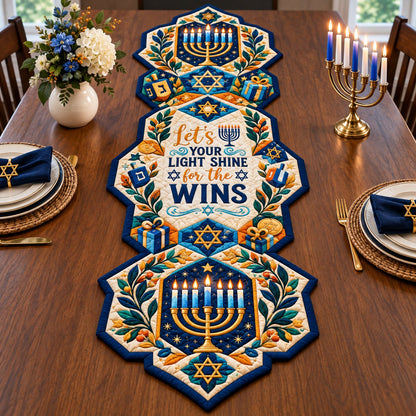 Hanukkah Sacred Shine Custom Shape Quilted Table Runner GFTONPT661