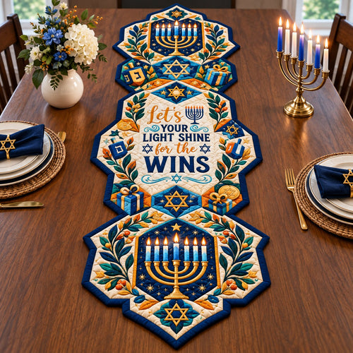 Hanukkah Sacred Shine Custom Shape Quilted Table Runner GFTONPT661