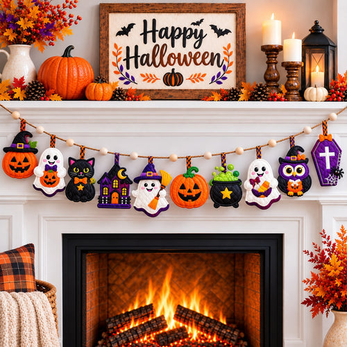 Halloween Ghost Whispers Custom Shape Quilted Garland GFTONPT662