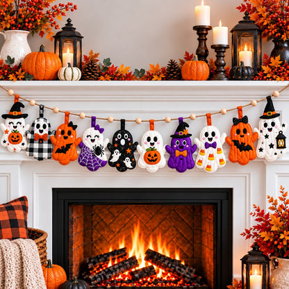Halloween Ghost Haunt Custom Shape Quilted Garland GFTONPT664