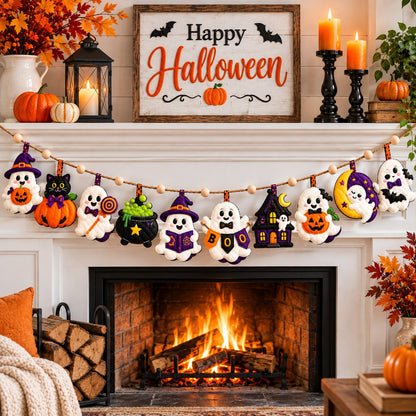 Midnight Ghost Magic Custom Shape Quilted Garland GFTONPT667