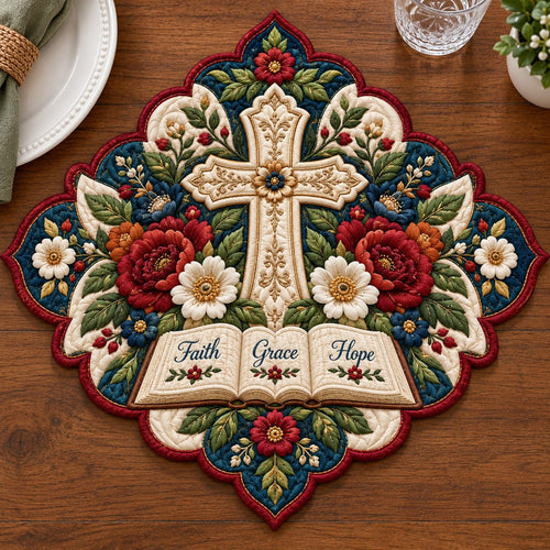 Cross of Eternal Hope Custom Shape Quilted Placemat GFTONPT673
