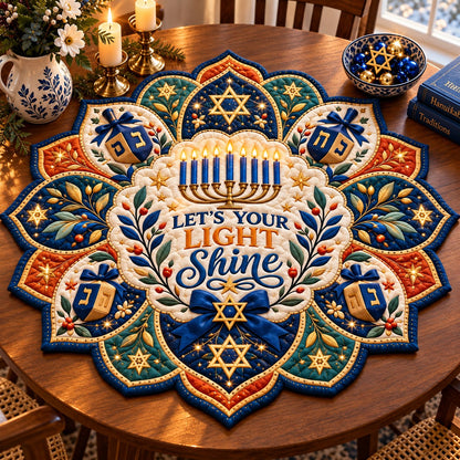 Hanukkah Joyful Light Custom Shape Quilted Table Topper GFTONPT678