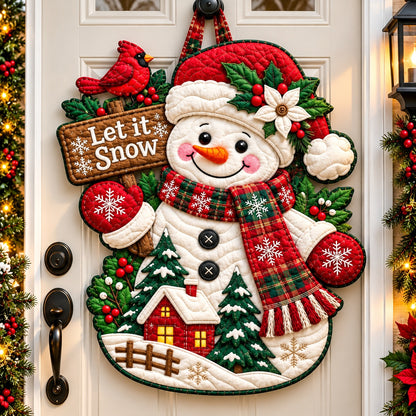 Christmas Snowman Dreams Custom Shape Quilted Door Hanger GFTONPT689