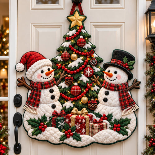 Snowy Christmas Snowman Custom Shape Quilted Door Hanger GFTONPT690