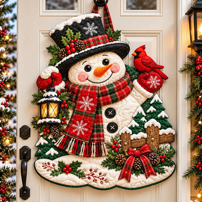 Christmas Snowman Cheer Custom Shape Quilted Door Hanger GFTONPT691