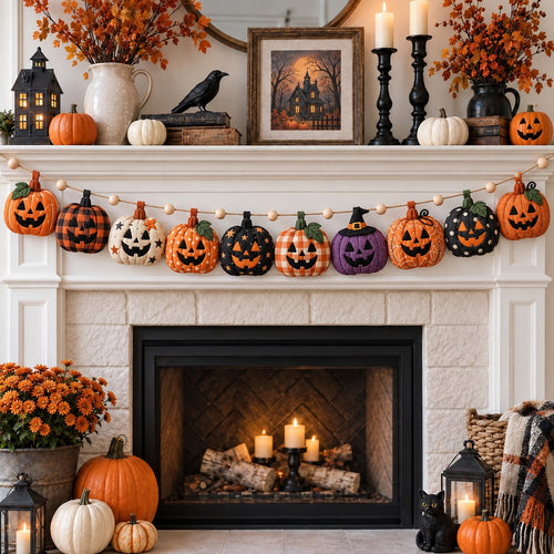 Pumpkin Halloween Whispers Custom Shape Quilted Garland GFTONPT692