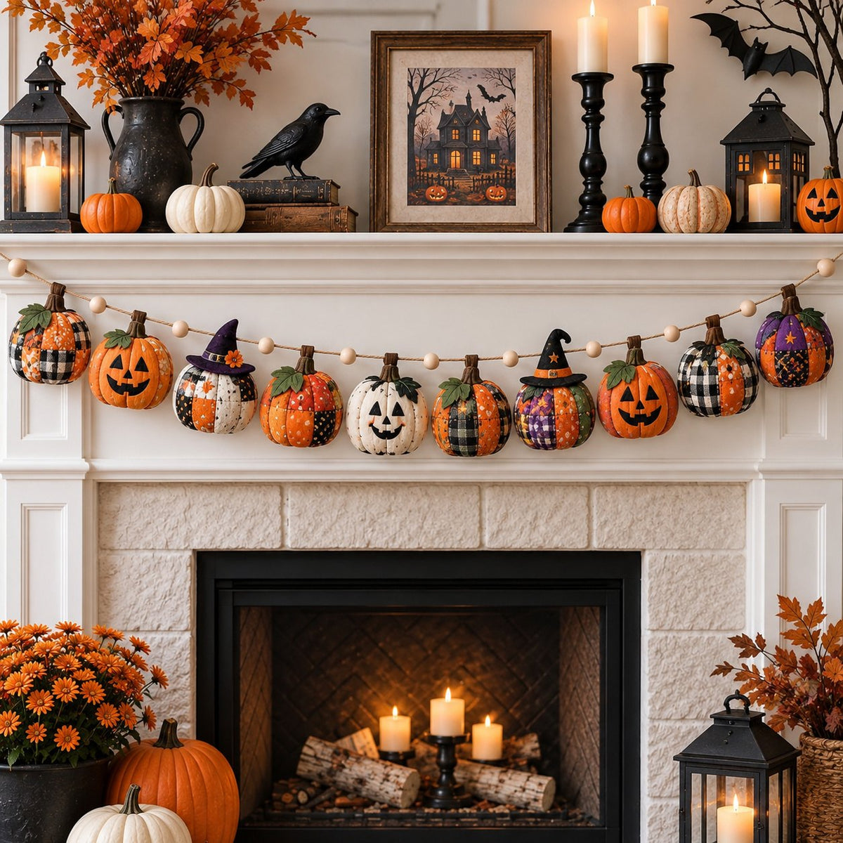 Halloween Pumpkin Enchantment Custom Shape Quilted Garland GFTONPT694