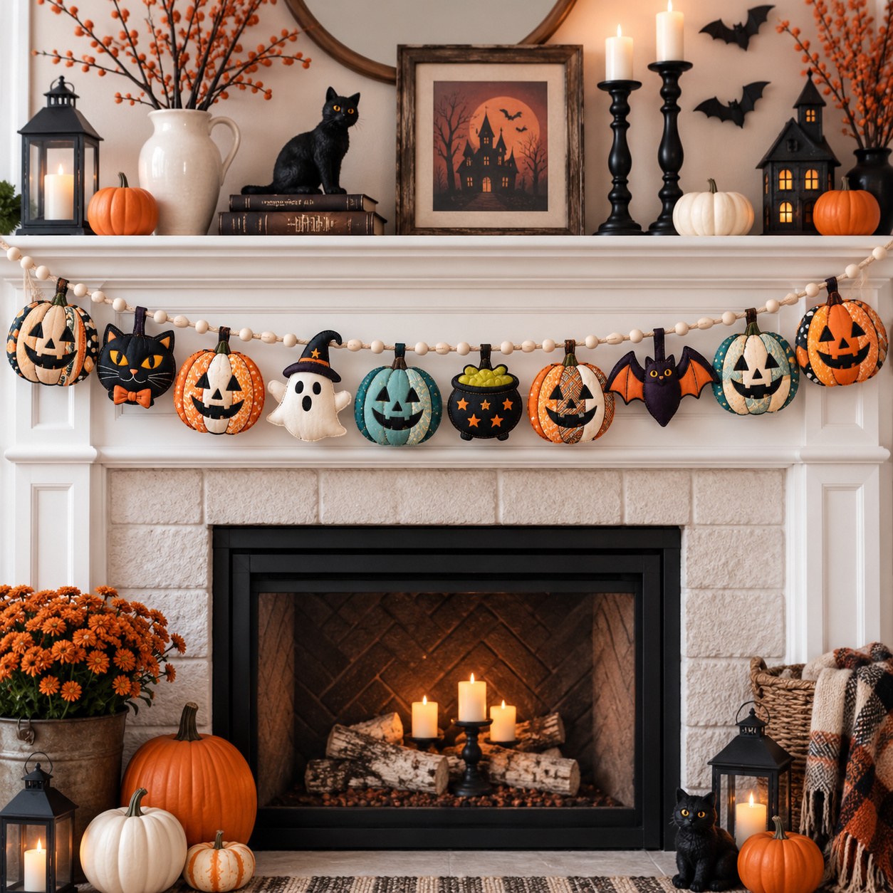 Halloween Pumpkin Mystique Custom Shape Quilted Garland GFTONPT696