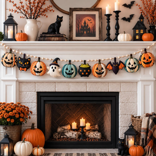 Halloween Pumpkin Mystique Custom Shape Quilted Garland GFTONPT696