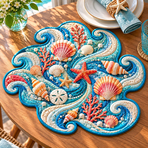 Seaside Shell Garden Custom Shape Quilted Placemat GFTONPT700
