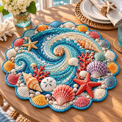 Tropical Shell Paradise Custom Shape Quilted Placemat GFTONPT701