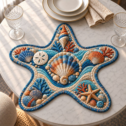 Ocean Pearl Shells Custom Shape Quilted Placemat GFTONPT702