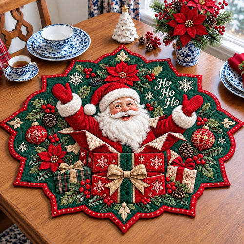 Santa Christmas Night Custom Shape Quilted Table Topper GFTONPT722