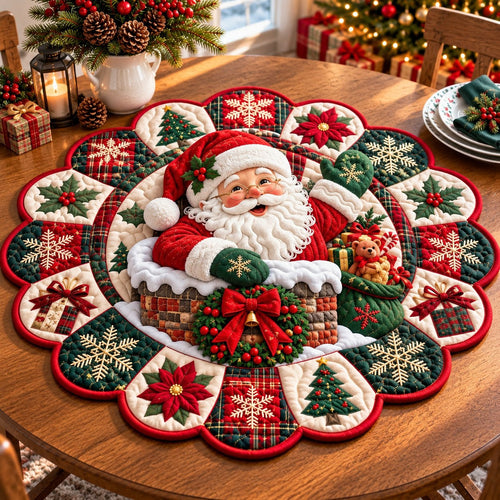Santa North Pole Magic Custom Shape Quilted Table Topper GFTONPT723