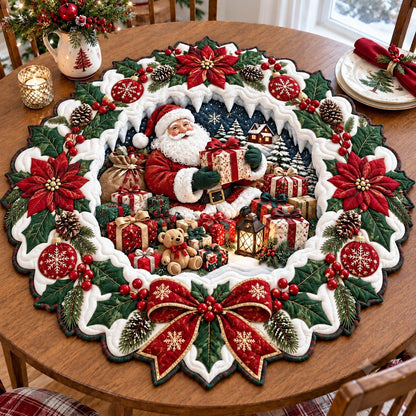 Santa Merry Ride Custom Shape Quilted Table Topper GFTONPT724