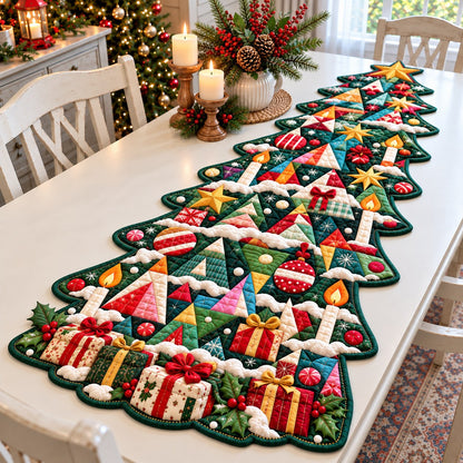 Christmas Tree Enchantment Custom Shape Quilted Table Runner GFTONPT729