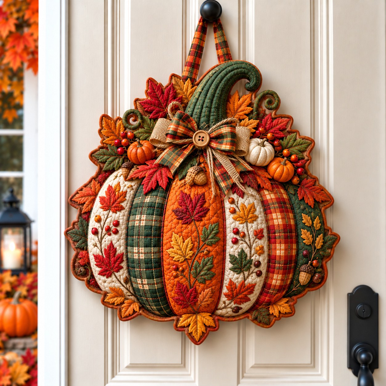 Autumn Pumpkin Charm Custom Shape Quilted Door Hanger GFTONPT735