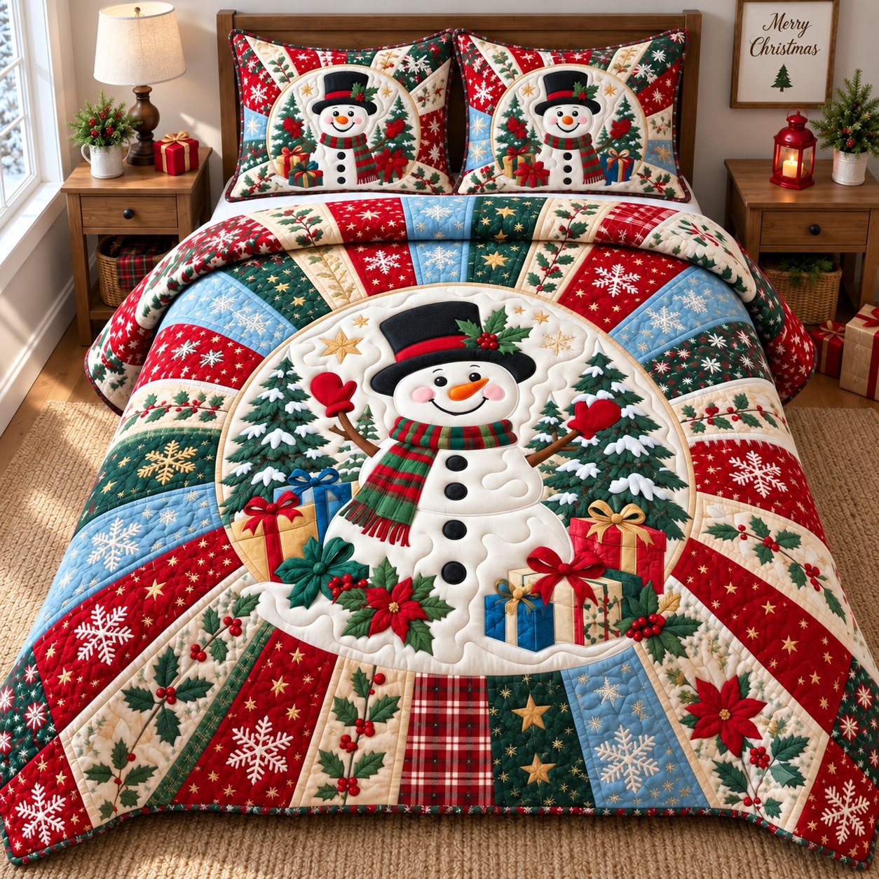 Snowman Winter Wonder 3-Piece Quilted Bedding Set GFTONPT745