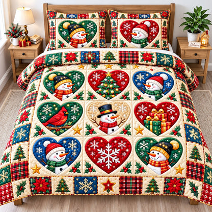 Snowman Christmas Dream 3-Piece Quilted Bedding Set GFTONPT746
