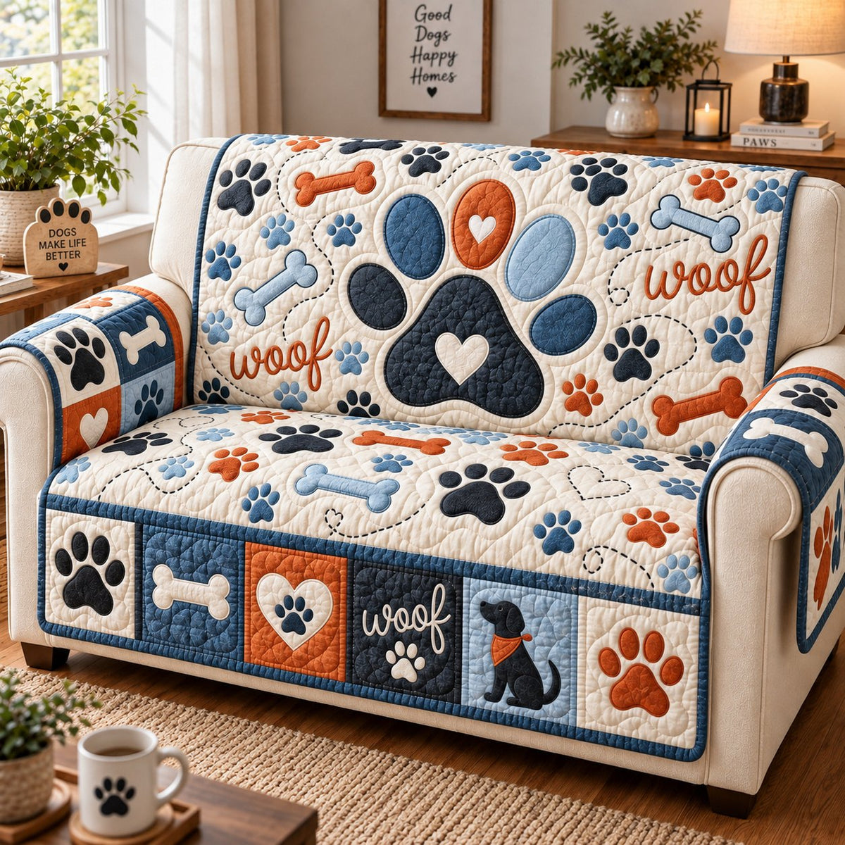 Cozy Paw Haven Quilted Sofa Cover GFTONPT752