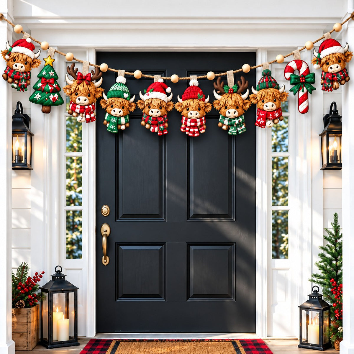 Christmas Highlandcow Wishes Custom Shape Quilted Garland GFTONPT758