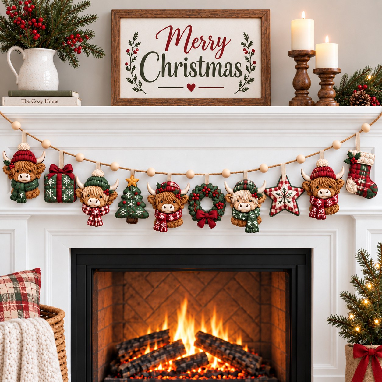 Christmas Highlandcow Dreams Custom Shape Quilted Garland GFTONPT761