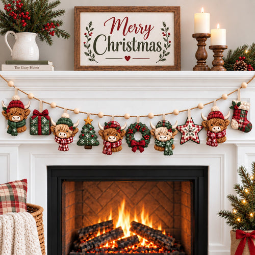Christmas Highlandcow Dreams Custom Shape Quilted Garland GFTONPT761