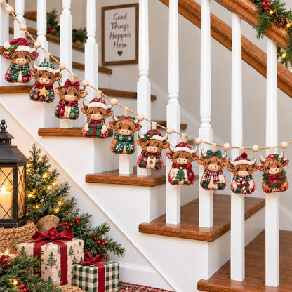 Christmas Highlandcow Joy Custom Shape Quilted Garland GFTONPT762