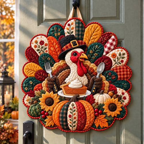 Turkey Thanksgiving Blessings Custom Shape Quilted Door Hanger GFTONPT764