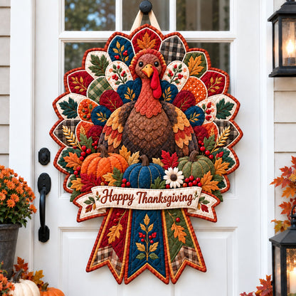 Turkey Thanksgiving Wishes Custom Shape Quilted Door Hanger GFTONPT767