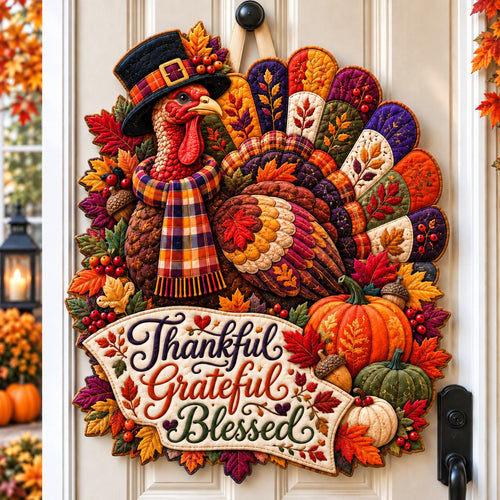 Turkey Thanksgiving Cheer Custom Shape Quilted Door Hanger GFTONPT768