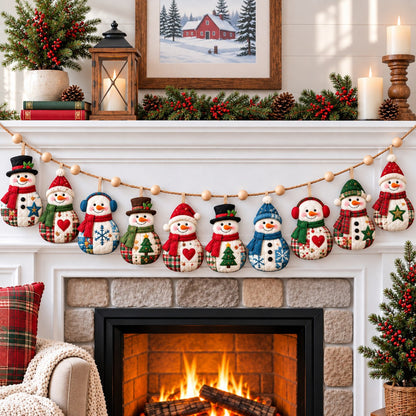 Snowman Christmas Cheer Custom Shape Quilted Garland GFTONPT799