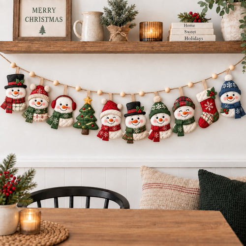 Snowman Winter Wish Custom Shape Quilted Garland GFTONPT800