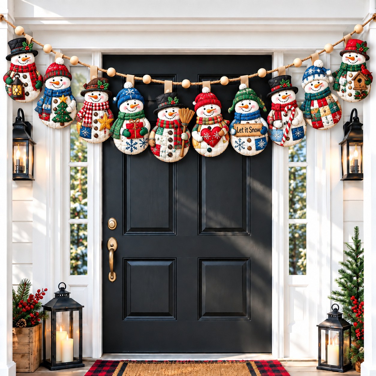 Snowman Holiday Magic Custom Shape Quilted Garland GFTONPT801