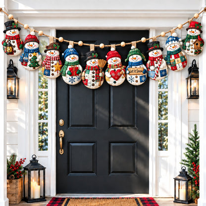 Snowman Holiday Magic Custom Shape Quilted Garland GFTONPT801