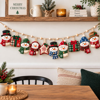 Snowman Frosty Friends Custom Shape Quilted Garland GFTONPT802