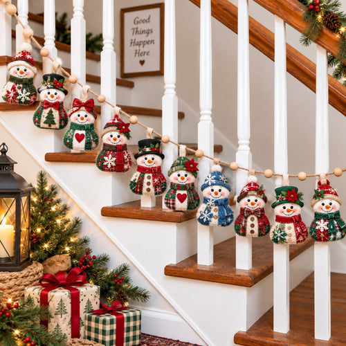 Snowman Winter Joy Custom Shape Quilted Garland GFTONPT804