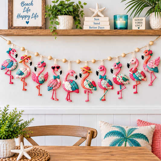 Flamingo Summer Dreams Custom Shape Quilted Garland GFTONPT811