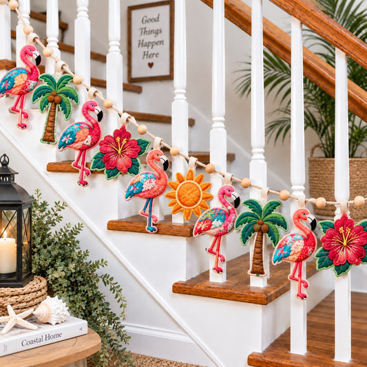 Flamingo Tropical Paradise Custom Shape Quilted Garland GFTONPT812