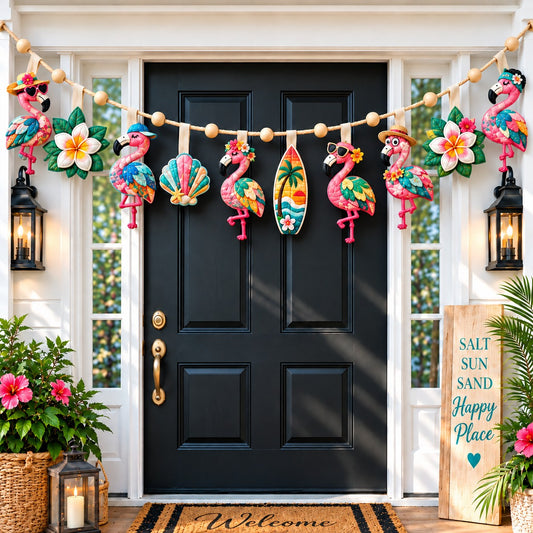 Flamingo Pink Paradise Custom Shape Quilted Garland GFTONPT813